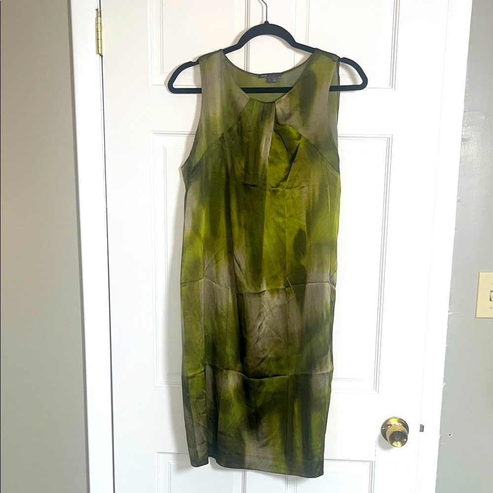 Vince Olive Green Silk Ombre Dress Size Large